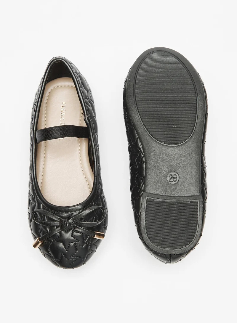 فلورا بيلا من شو إكسبرس Girls Star Quilted Slip On Ballerina Shoes with Elasticated Strap and Bow Applique