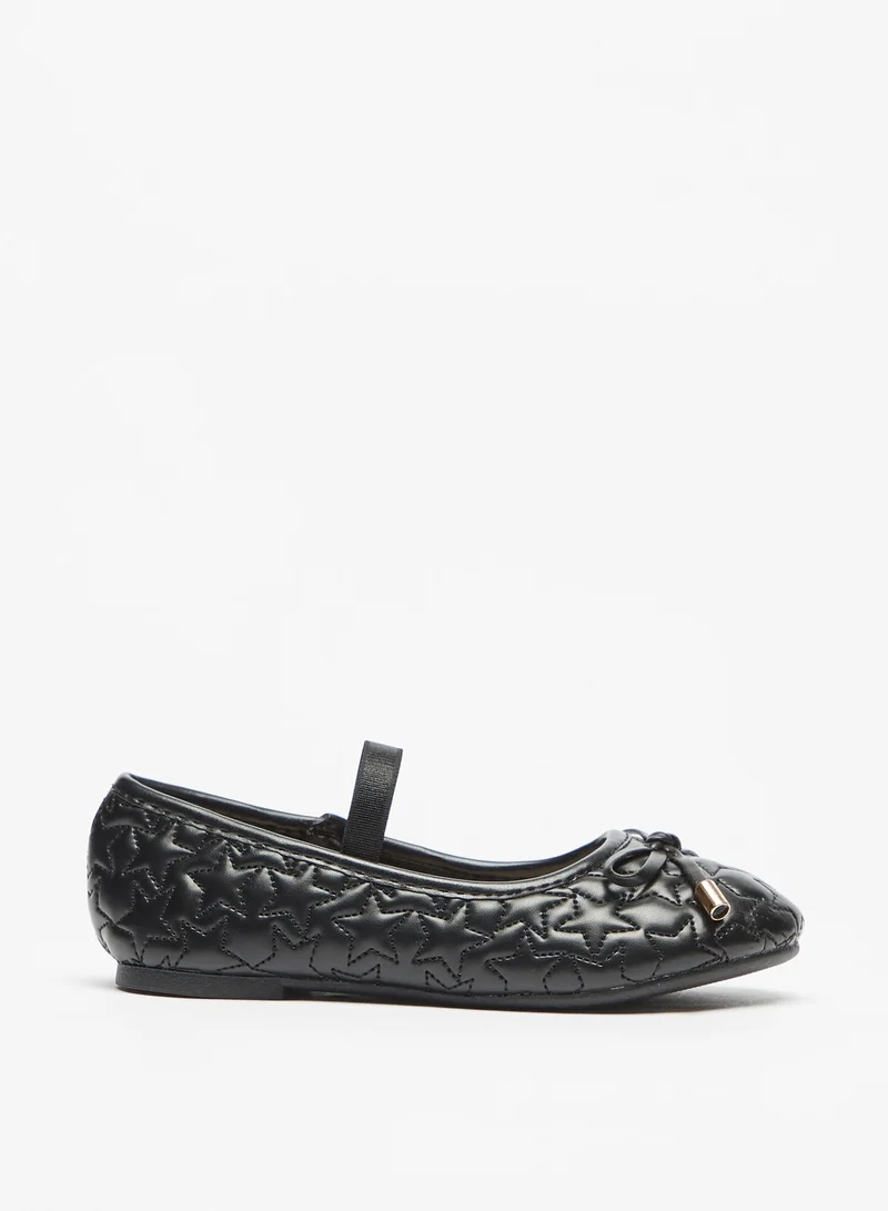 فلورا بيلا من شو إكسبرس Girls Star Quilted Slip On Ballerina Shoes with Elasticated Strap and Bow Applique