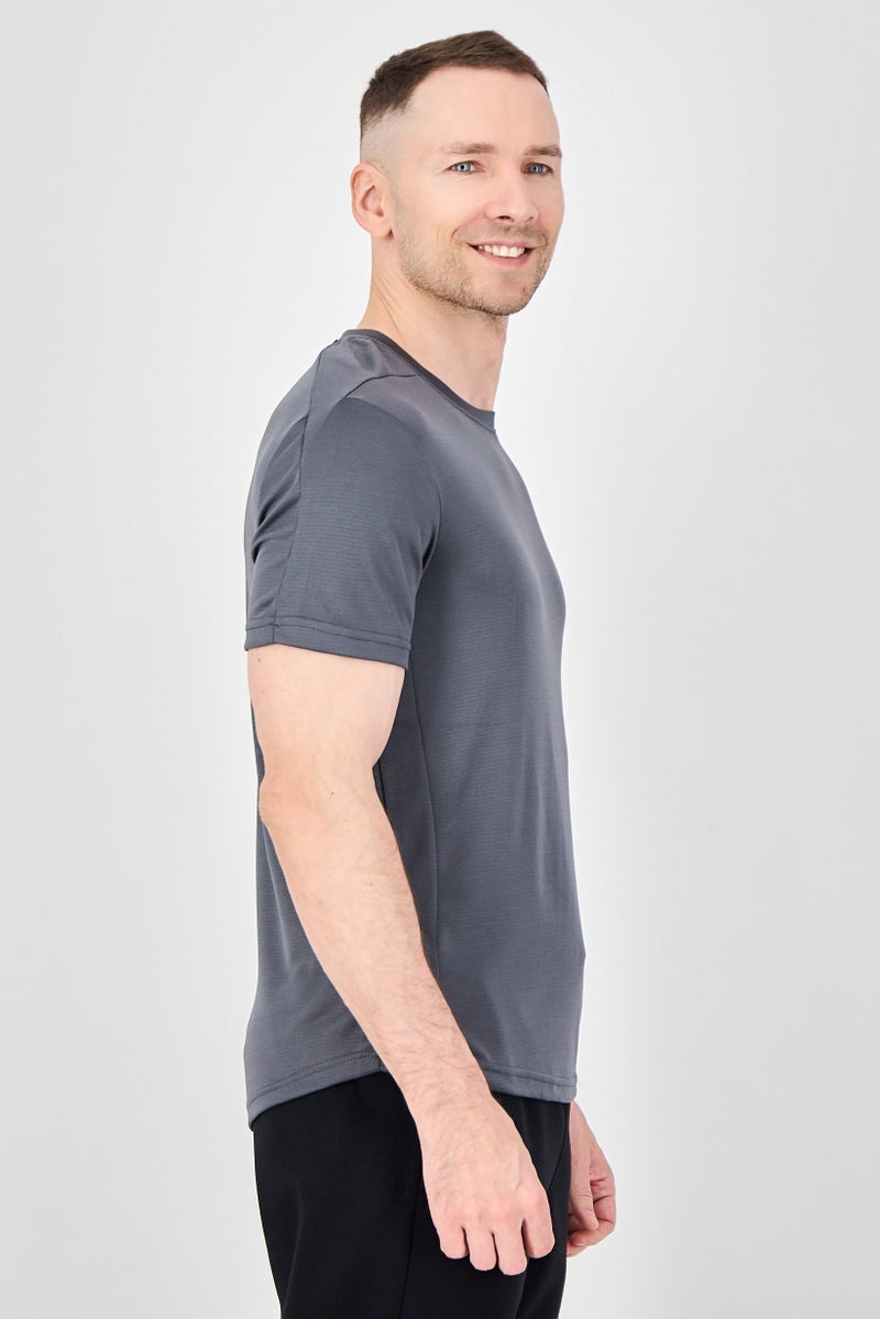 MOTION Men Sportswear Fit Short Sleeve Training T-Shirt, Dark Grey - Image 2