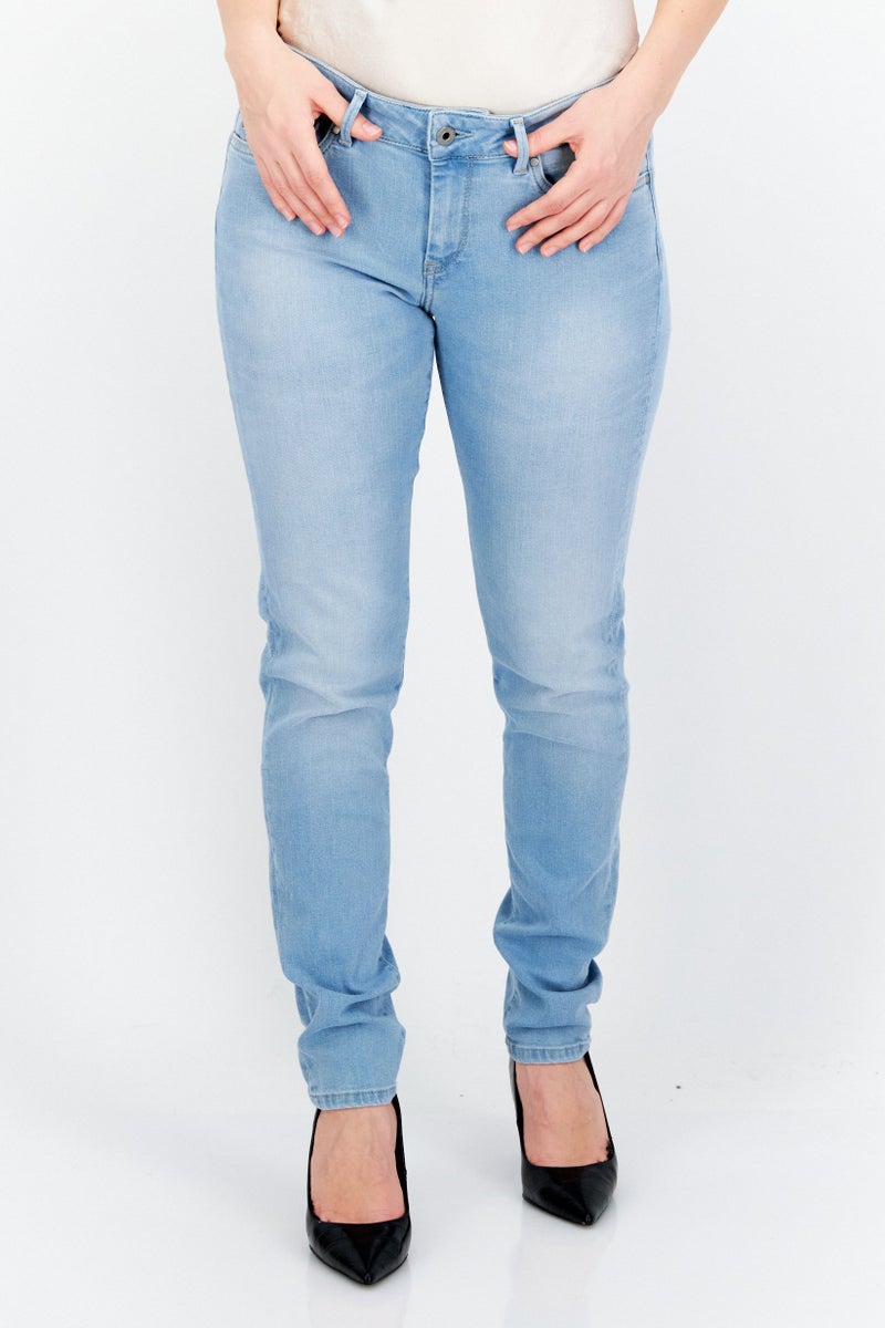 Pepe Jeans Women Skinny Fit Solid Stretchable Denim Jeans, Wash Blue - Image 1