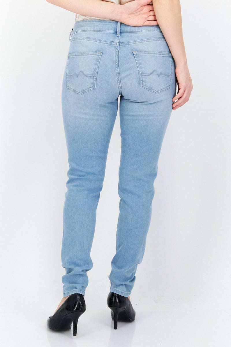 Pepe Jeans Women Skinny Fit Solid Stretchable Denim Jeans, Wash Blue - Image 3