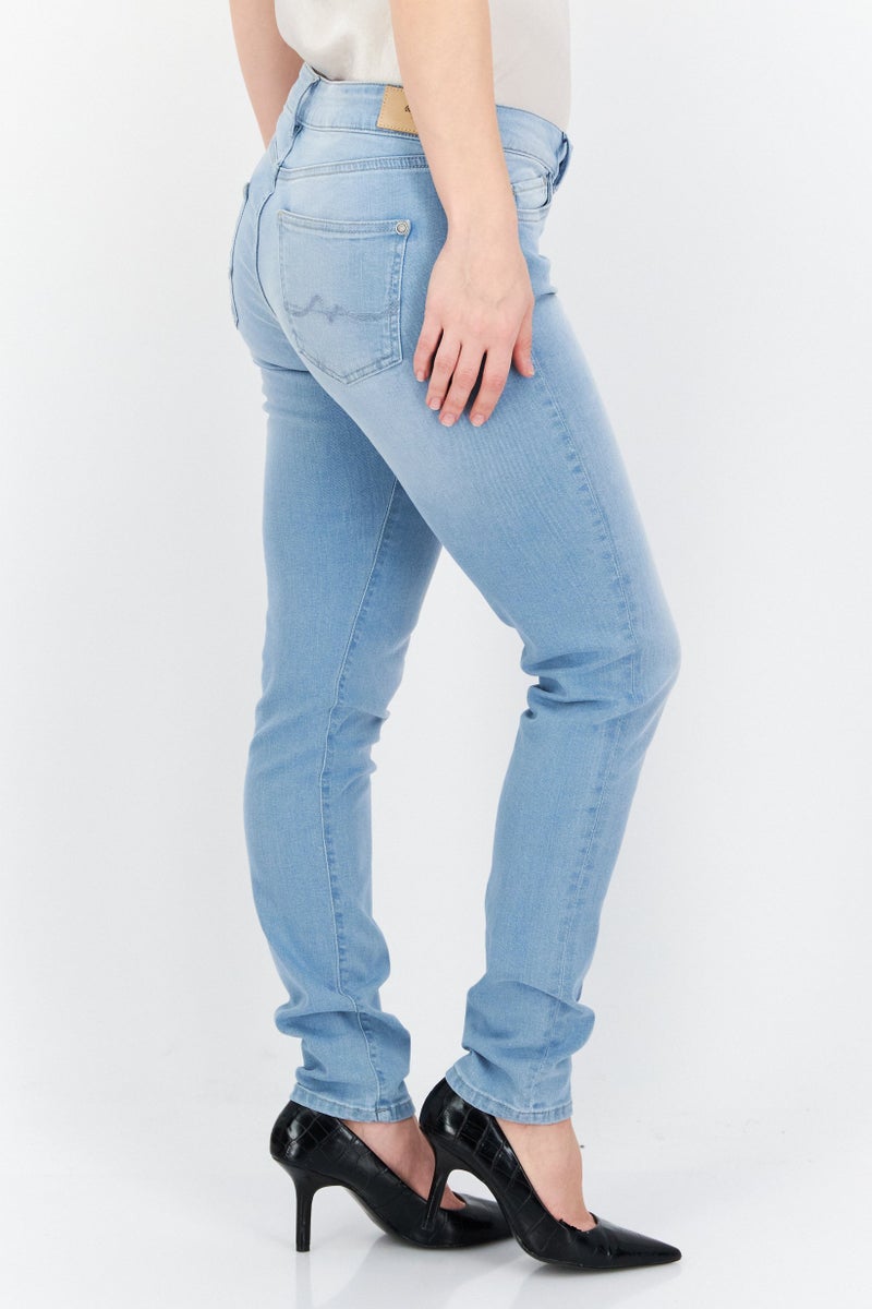 Pepe Jeans Women Skinny Fit Solid Stretchable Denim Jeans, Wash Blue - Image 4
