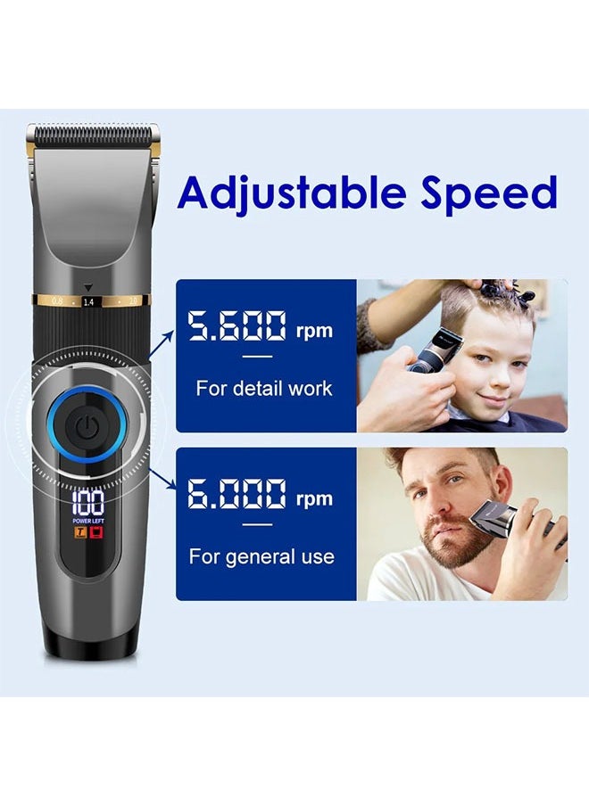 Generic 12-Piece Electric Shaving Machine, Professional Adjustable Blade Clipper Set, Rechargeable Haircut Machine Washable  - Image 2