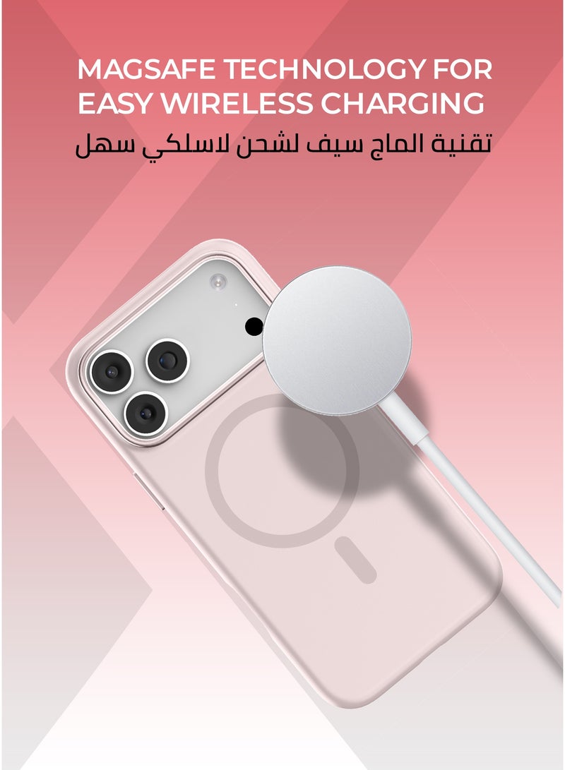 زوندا كفر بيور ايفون 17 برو ماج سيف لون وردي - بطانة داخلية من المايكروفايبر لحماية من الخدوش،إطار كاميرا معدني مرتفع لحماية العدسة، مصنوع من السيليكون السائل مع طبقة مقاومة  للبصمات، متوافق مع ملحقات MagSafe - Image 5