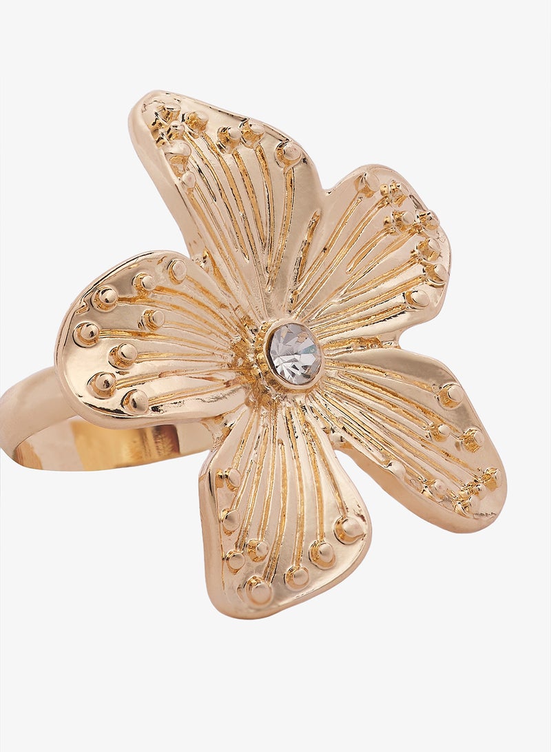Ginger Chunky Gold Floral Ring - Image 4