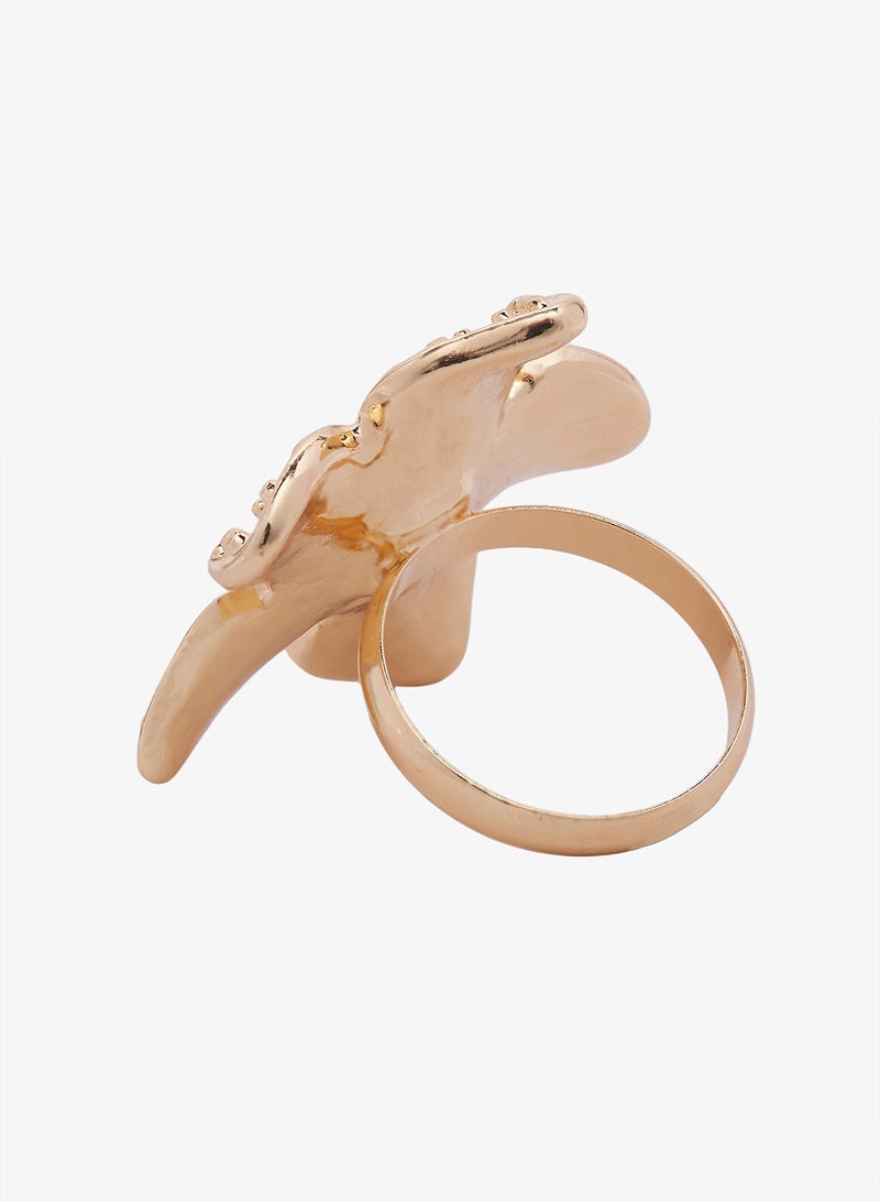 Ginger Chunky Gold Floral Ring - Image 3