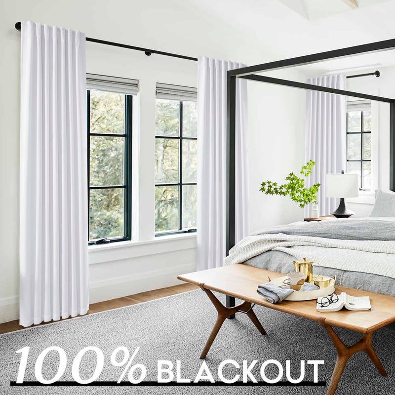 PANELSBURG 70x63 Inch Length White Blackout Back Tab/Rod Pocket Thermal Insulated Linen Curtains Set 2 Panels - Image 5