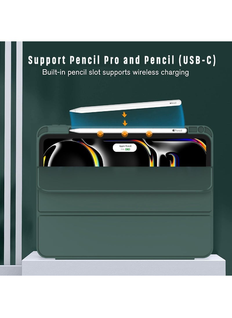 Captaintech 2024 iPad Pro 11" M4 Case (5th Gen) - Smart Protective Cover with Pencil Holder | Supports Apple Pencil Pro & USB-C | Auto Wake/Sleep & Touch ID Compatible - Image 2