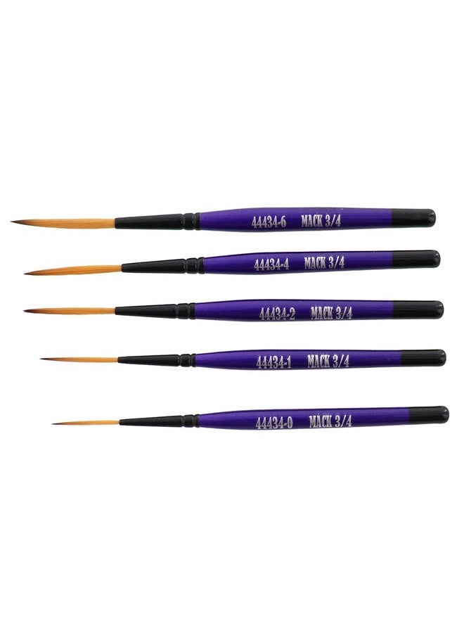 Mack Brush Set of (5) Series 44434 The Virus Scrolling Script Pinstriping Brushes Sizes 0-6 with 3/4 Handle and Specially Blended Golden Taklon - Image 1