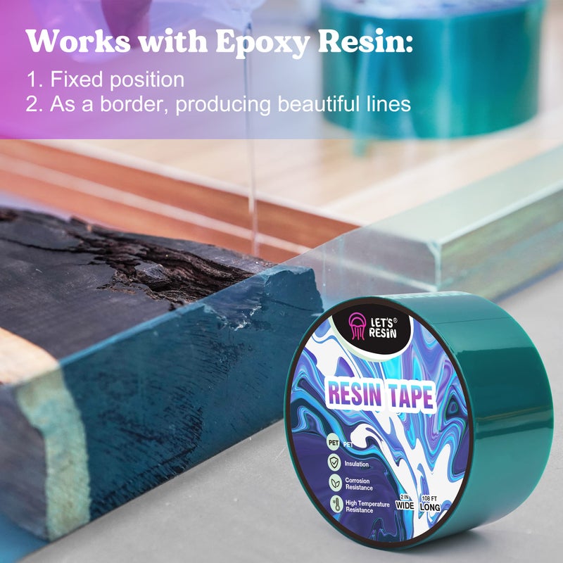 LET'S RESIN Resin Tape,2Inch Wide x 108FT Long Epoxy Tape,Thermal Adhesive Tape,High-Temperature Heat Insulation, Easy Peel, Release Resin Tape for Epoxy Resin Molding, River Tables,Remove Residue - Image 3