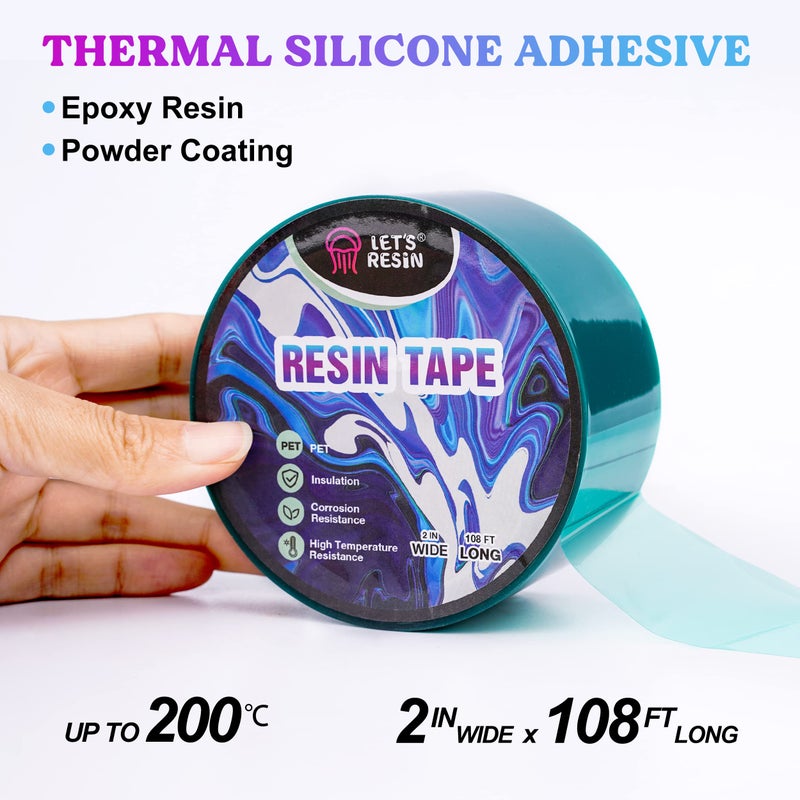 LET'S RESIN Resin Tape,2Inch Wide x 108FT Long Epoxy Tape,Thermal Adhesive Tape,High-Temperature Heat Insulation, Easy Peel, Release Resin Tape for Epoxy Resin Molding, River Tables,Remove Residue - Image 2