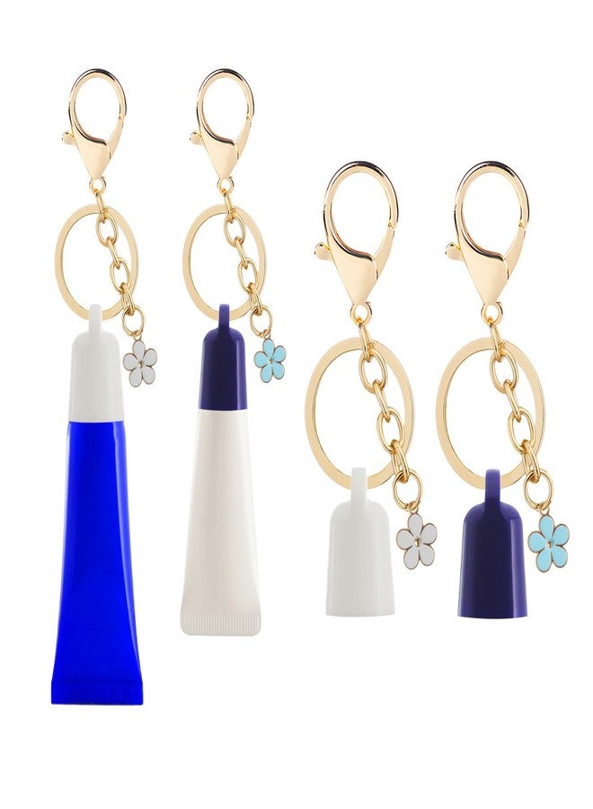 Beofinest 2 PCS Keychain Cap for Aquaphor 0.35 oz Lip Balm, Keychain Holder for Aquaphor Lip Repair-Polypropylene Cap Accessory, Leak-Proof Design with Portable Replacement Cap (2PCS(Blue+White - Image 1
