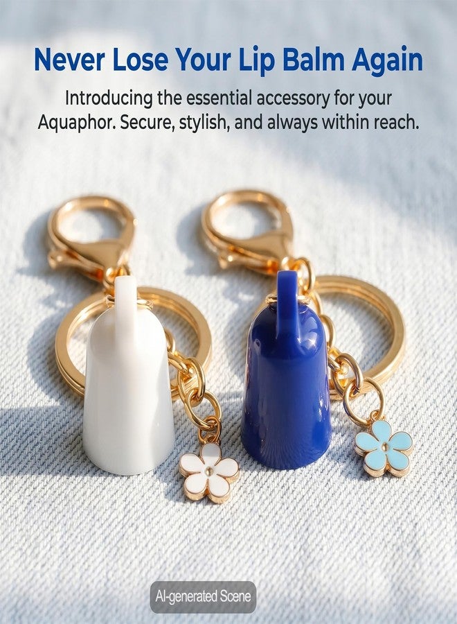 Beofinest 2 PCS Keychain Cap for Aquaphor 0.35 oz Lip Balm, Keychain Holder for Aquaphor Lip Repair-Polypropylene Cap Accessory, Leak-Proof Design with Portable Replacement Cap (2PCS(Blue+White - Image 5