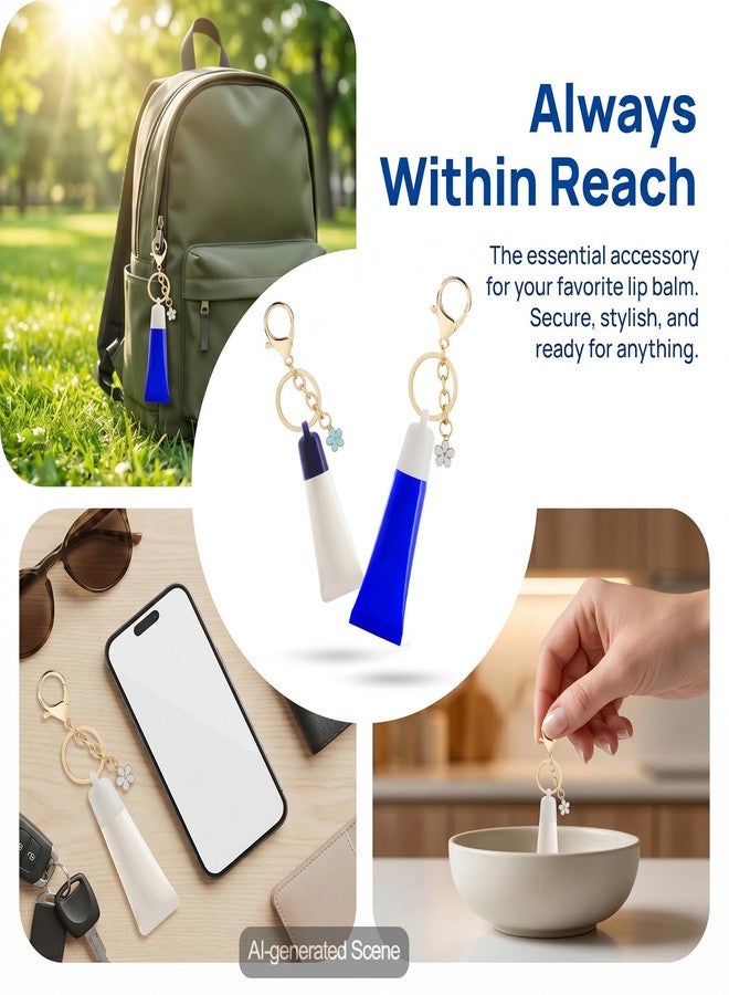 Beofinest 2 PCS Keychain Cap for Aquaphor 0.35 oz Lip Balm, Keychain Holder for Aquaphor Lip Repair-Polypropylene Cap Accessory, Leak-Proof Design with Portable Replacement Cap (2PCS(Blue+White - Image 3