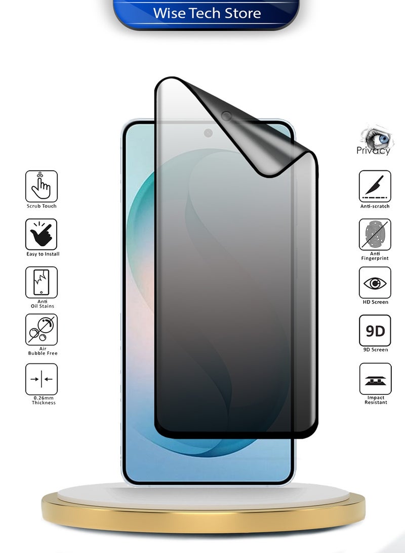 Wtech Samsung S26 5G 2026 Premium Edge-Pro Nano Ceramic Privacy Full Glue Full Cover Matte Flexible Screen Protector (MSCNMP) - Clear/Black - Image 2