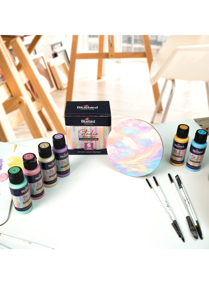 Bluebird Acrylic Paint Pastel Colors Student DIY Painting Pack Non-Toxic Art & Craft for Artists, Kids, Adults & Hobby Painters Set of 6 x 100 ml.
