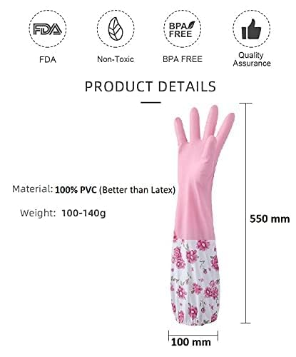 GDNK Reusable Rubber Latex PVC Flock lined Long Sleeves elbow length Hand Gloves for Kitchen Dish-Washing, Cleaning Gloves (Pack of 2) (Blue + Pink) - Image 5