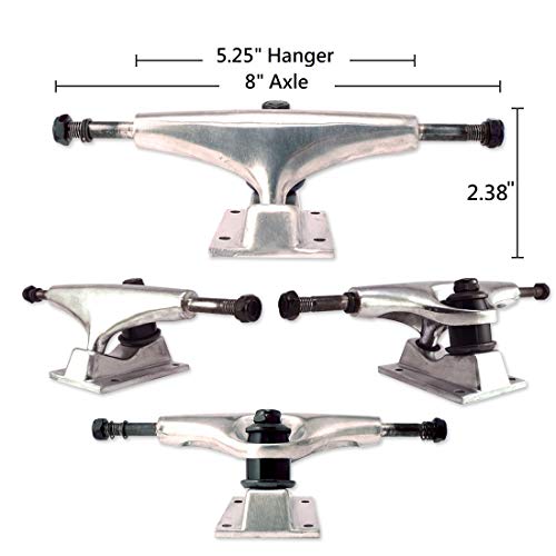 VJ 5.25 139mm Skateboard Trucks (Silver), Skateboard Wheels 52mm, Skateboard Bearings, Skateboard Pads, Skateboard Hardware 1.25" (52mm White)… - Image 2