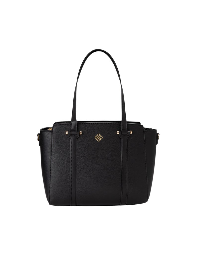 باتا حقيبة توت سوداء بتصميم هيكلي مع حزام كتف - Image 1