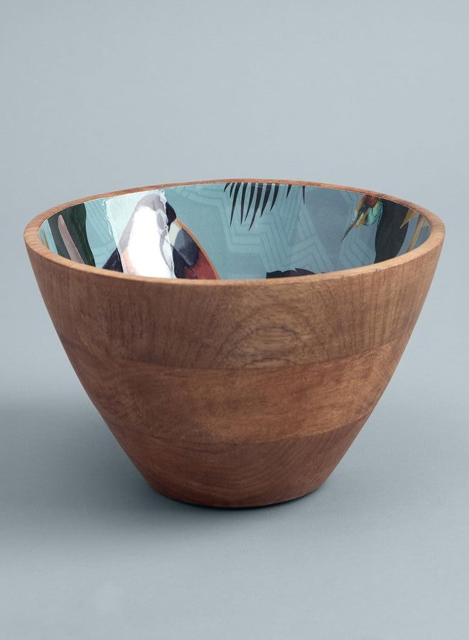Saaga Printed Mango Wood Bowl - 10x4 Inch Handcrafted Round Serving Bowl with Food-Grade Finish for Noodles, Soups, Curries & Snacks - Tourmaline - Image 2