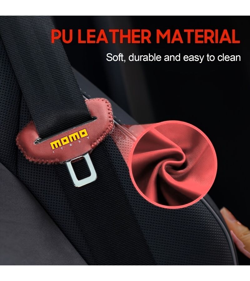 Momo Style Carbon Fiber Textured Car Safety Belt Buckle Cover Black Durable Scratch Resistant Protective Cover For Most Cars - Image 5
