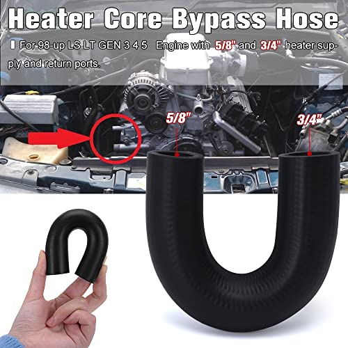 PQY Heater Core Crossover Coolant Hose 5/8" End and 3/4" End with 2PCS Clamps for LS for LT - Image 2