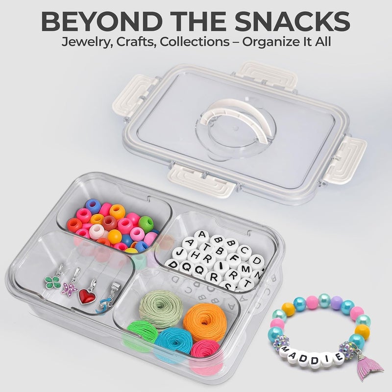 Telfun User friendly optimized build Snackle Box Container with Lid, Portable Charcuterie Box to Go with Handle, Divided Snack Organizer for Candy, Fruit, Nuts, Veggies, Travel Snacks & Beach Essentials, White Small Home & professional compatible - Image 4
