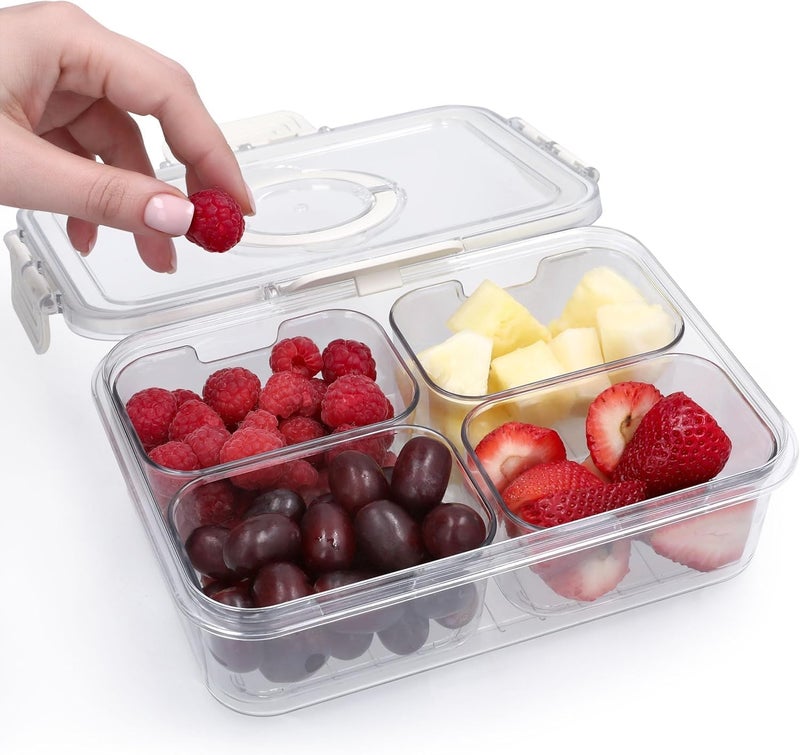 Telfun User friendly optimized build Snackle Box Container with Lid, Portable Charcuterie Box to Go with Handle, Divided Snack Organizer for Candy, Fruit, Nuts, Veggies, Travel Snacks & Beach Essentials, White Small Home & professional compatible - Image 2