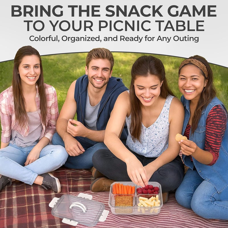 Telfun User friendly optimized build Snackle Box Container with Lid, Portable Charcuterie Box to Go with Handle, Divided Snack Organizer for Candy, Fruit, Nuts, Veggies, Travel Snacks & Beach Essentials, White Small Home & professional compatible - Image 5