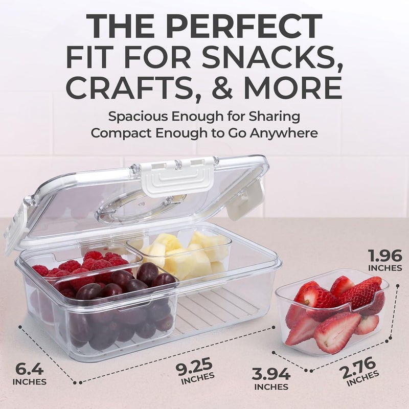 Telfun User friendly optimized build Snackle Box Container with Lid, Portable Charcuterie Box to Go with Handle, Divided Snack Organizer for Candy, Fruit, Nuts, Veggies, Travel Snacks & Beach Essentials, White Small Home & professional compatible - Image 3