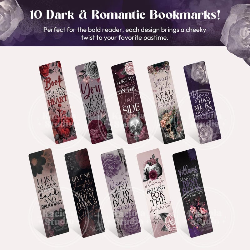 KACIOLA STUDIO 10 PCS Dark Romance Bookmarks,Funny Bookmarks for Women,Double Sided Romance Bookmarks Book Lover Gifts,Skeleton Bookmark Gifts for Dark Romance Reader Friends Girls - Image 2