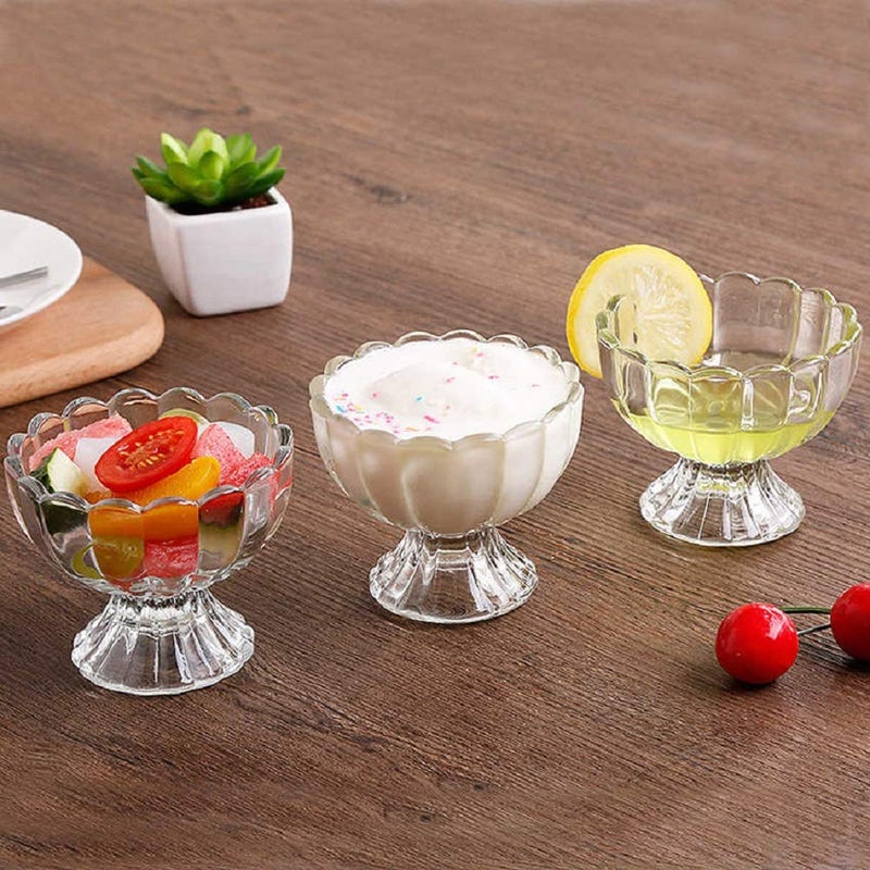 IVAR Glass Ice Cream Cup Solid Dessert Bowl Salad Pudding Serving Bowl Tableware 140 ml Set of 6 Pieces - Image 1