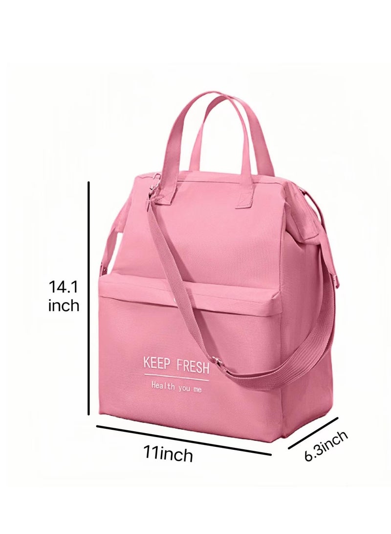 Excefore Insulated Lunch Bag, 11 * 6.3 * 14.1 Inch Bento Cooler Bag, Portable Pink Lunch Tote Bag, Lunch Box For Women, Lunch Bag For Men, Adult Lunch Bag, Soft Cooler Bag, Adult Lunch Boxes For Men  - Image 2