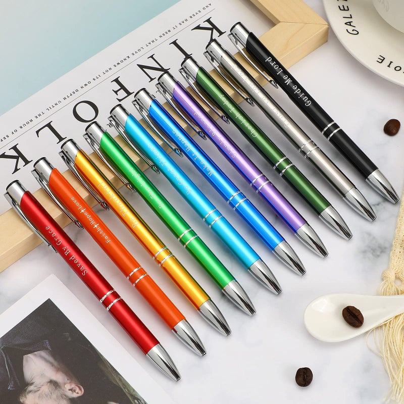 Zonon 20 Pieces Bible Verse Ballpoint Pen Metal Inspirational Christian Scripture Quote Pen Easter Faith Religious Motivational Gift for Women Men  Black Ink - Image 3