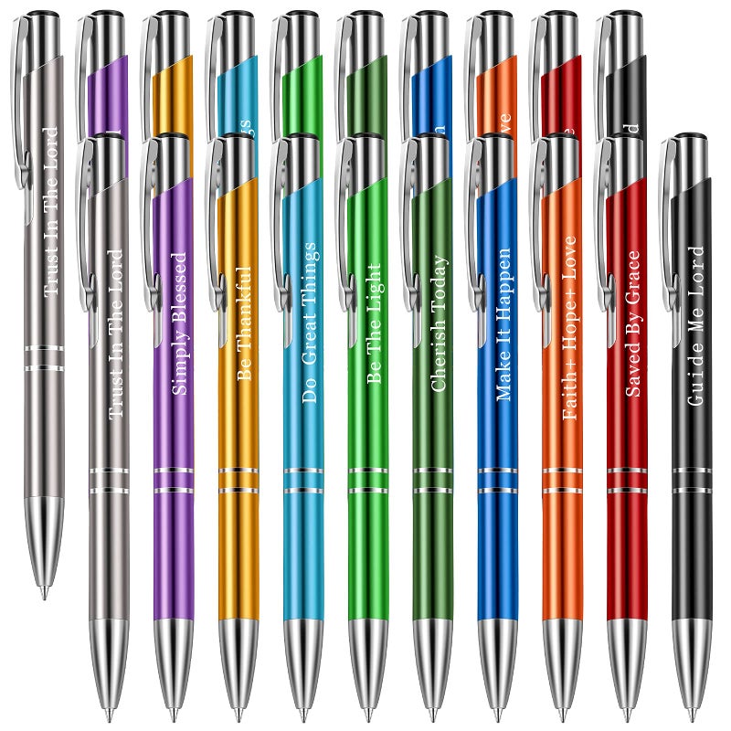 Zonon 20 Pieces Bible Verse Ballpoint Pen Metal Inspirational Christian Scripture Quote Pen Easter Faith Religious Motivational Gift for Women Men  Black Ink - Image 1