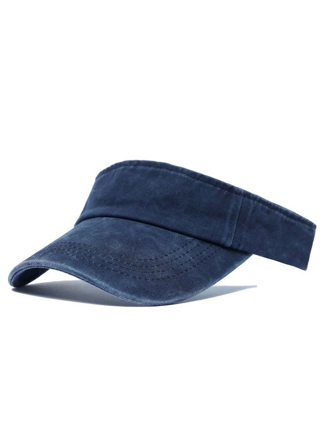 ANDICEQY Sport Sun Visor Hats Adjustable Empty Top Baseball Cap Cotton Ball Caps for Women and Men (Navy) - Image 2