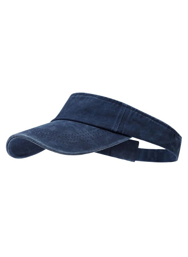 ANDICEQY Sport Sun Visor Hats Adjustable Empty Top Baseball Cap Cotton Ball Caps for Women and Men (Navy) - Image 1