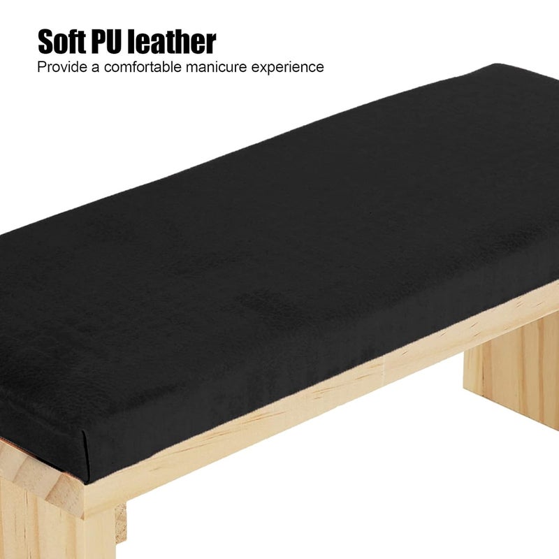 Popular practical build Dioche for Nails Arm Nail Art Hand Pillow Mat - Soft PU Leather Arm Rest Cushion with Wooden Stand for Manicure Comfort in Nail Salon (Black) Simple upgraded construction - Image 5