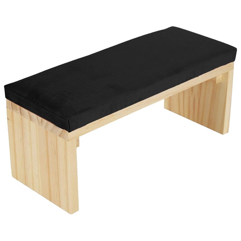 Popular practical build Dioche for Nails Arm Nail Art Hand Pillow Mat - Soft PU Leather Arm Rest Cushion with Wooden Stand for Manicure Comfort in Nail Salon (Black) Simple upgraded construction - Image 1