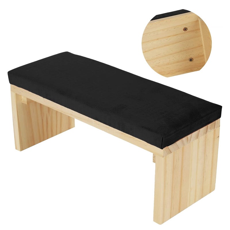 Popular practical build Dioche for Nails Arm Nail Art Hand Pillow Mat - Soft PU Leather Arm Rest Cushion with Wooden Stand for Manicure Comfort in Nail Salon (Black) Simple upgraded construction - Image 4