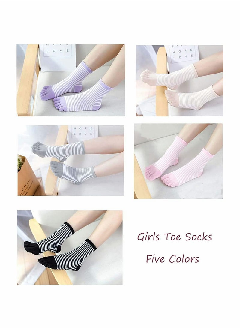 SYOSI - Toe Socks for Women SYOSI Five Finger Socks Ladies Funny Cartoon Cotton Ankle Sock with Toes Novelty Sports Socks 5 Pairs - Image 1
