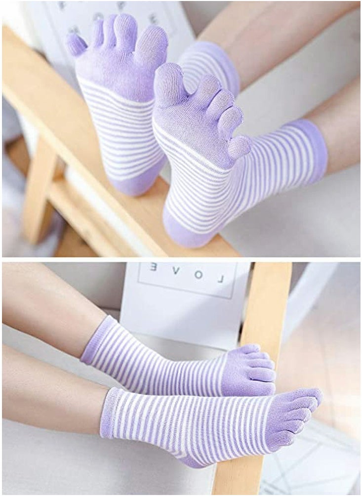 SYOSI - Toe Socks for Women SYOSI Five Finger Socks Ladies Funny Cartoon Cotton Ankle Sock with Toes Novelty Sports Socks 5 Pairs - Image 1