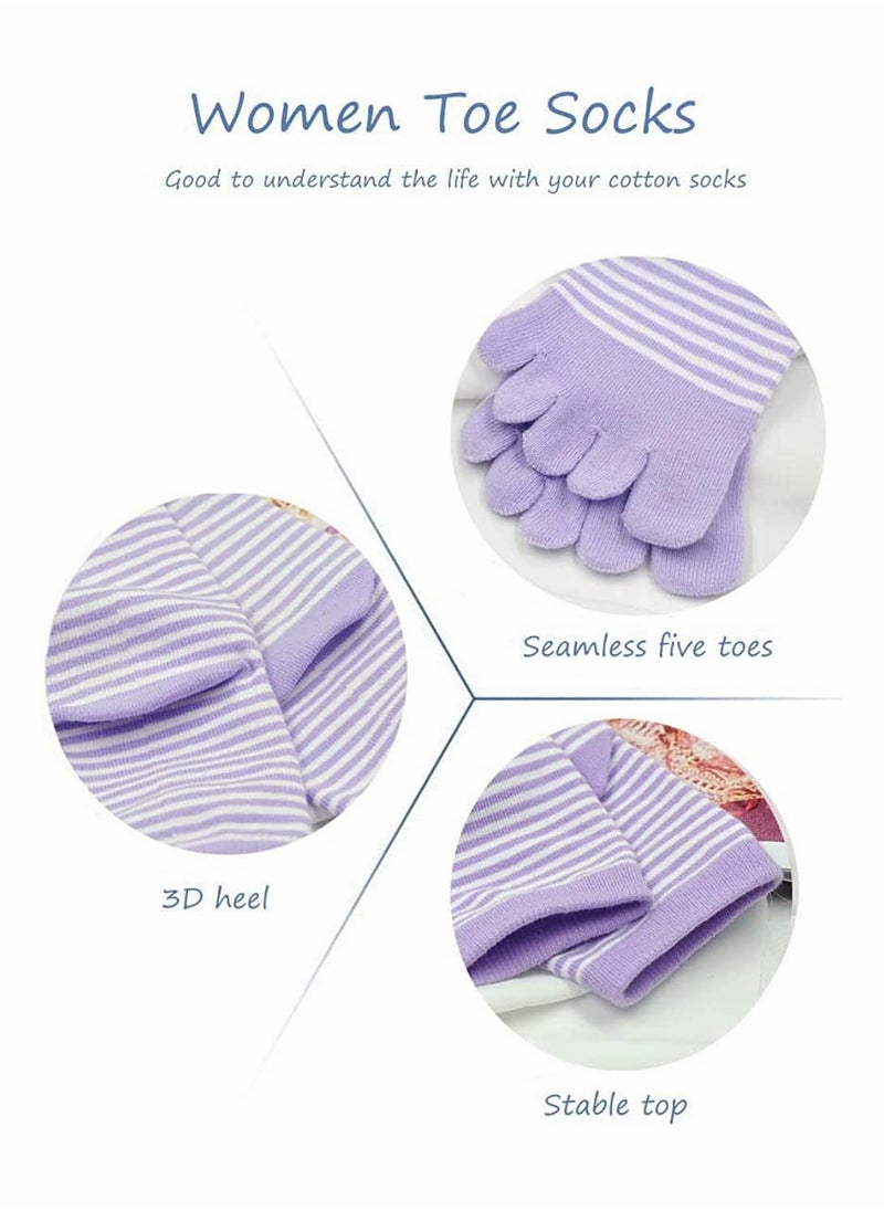 SYOSI - Toe Socks for Women SYOSI Five Finger Socks Ladies Funny Cartoon Cotton Ankle Sock with Toes Novelty Sports Socks 5 Pairs - Image 1