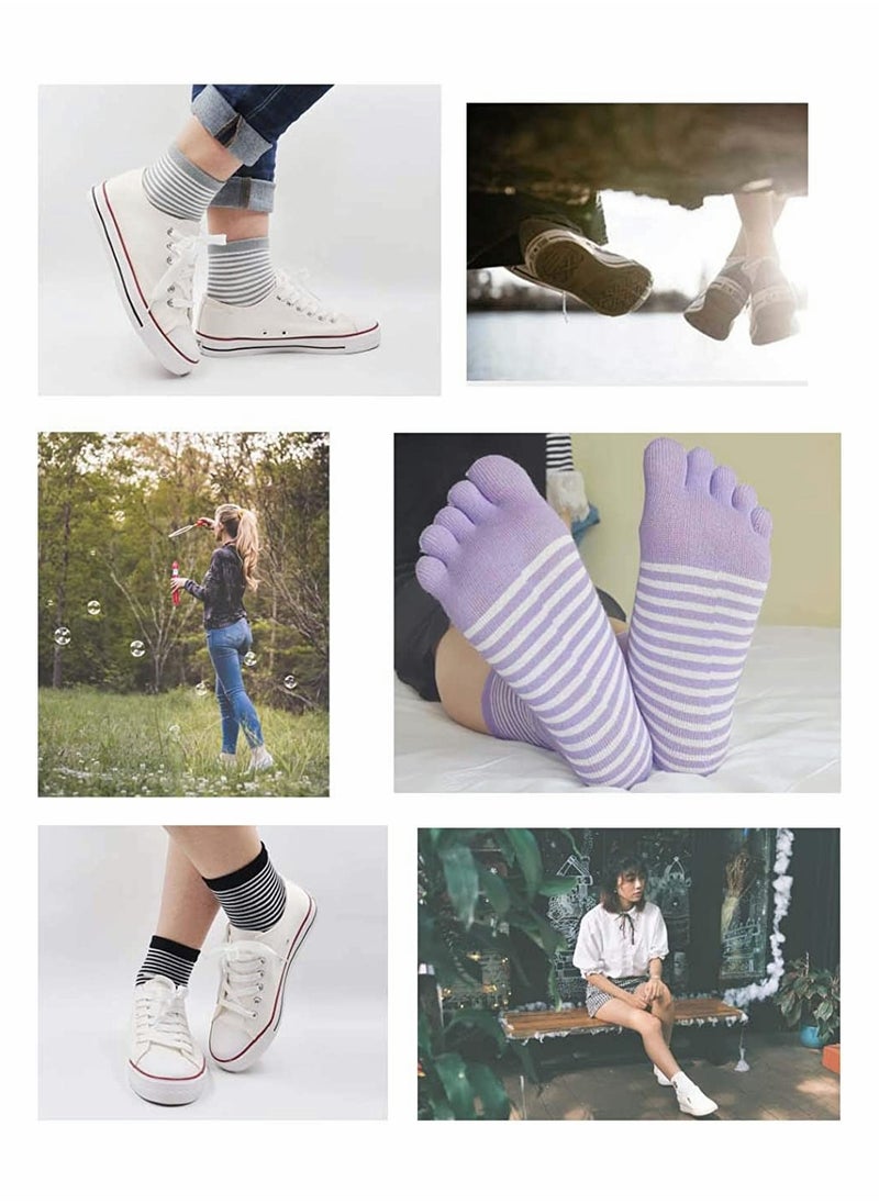 SYOSI - Toe Socks for Women SYOSI Five Finger Socks Ladies Funny Cartoon Cotton Ankle Sock with Toes Novelty Sports Socks 5 Pairs - Image 1