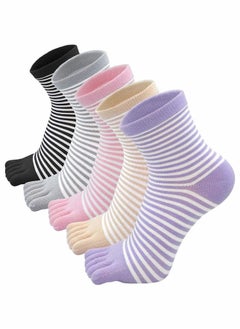 Toe Socks for Women SYOSI Five Finger Socks Ladies Funny Cartoon Cotton Ankle Sock with Toes Novelty Sports Socks 5 Pairs