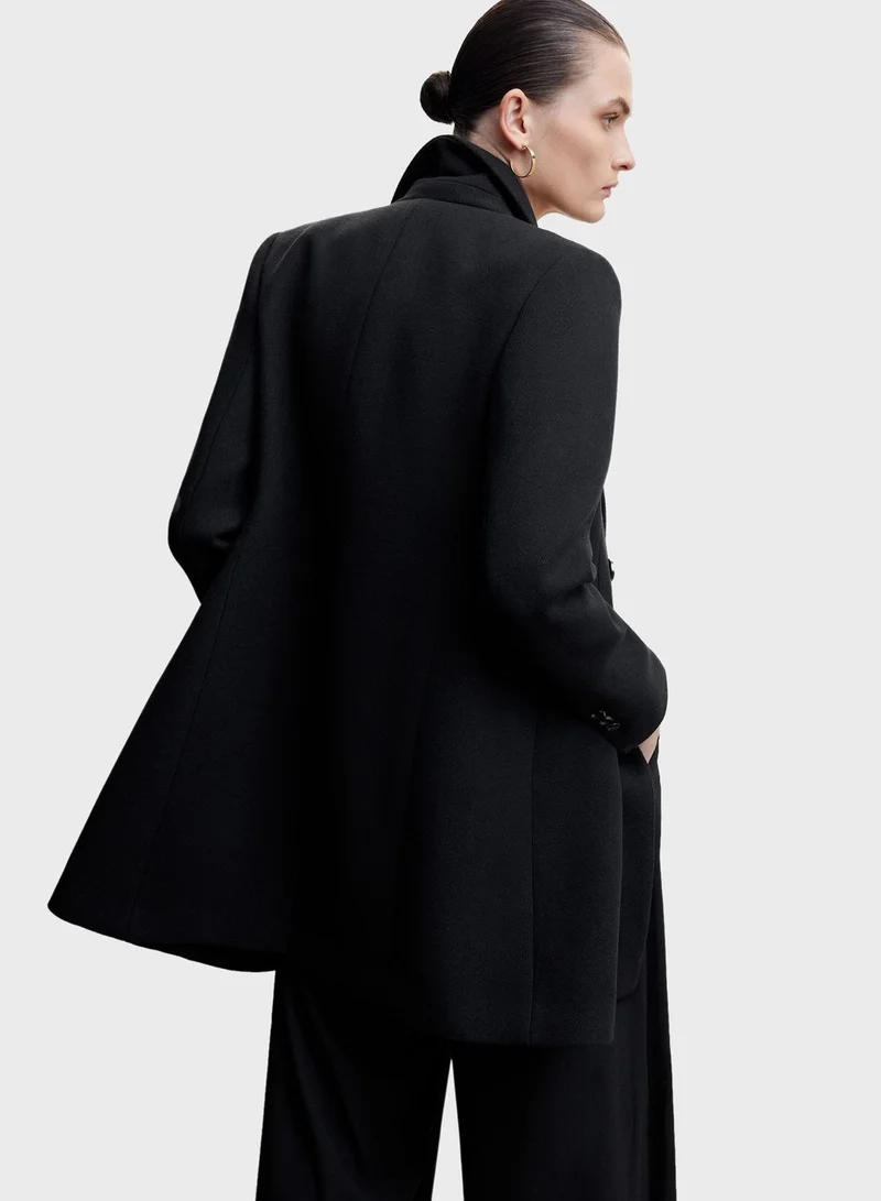 MANGO Double Breasted Longline Coat