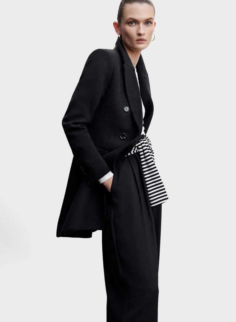 MANGO Double Breasted Longline Coat