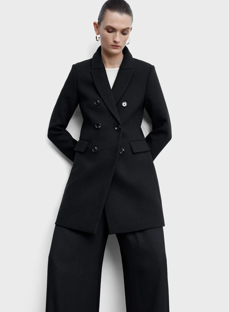 MANGO Double Breasted Longline Coat