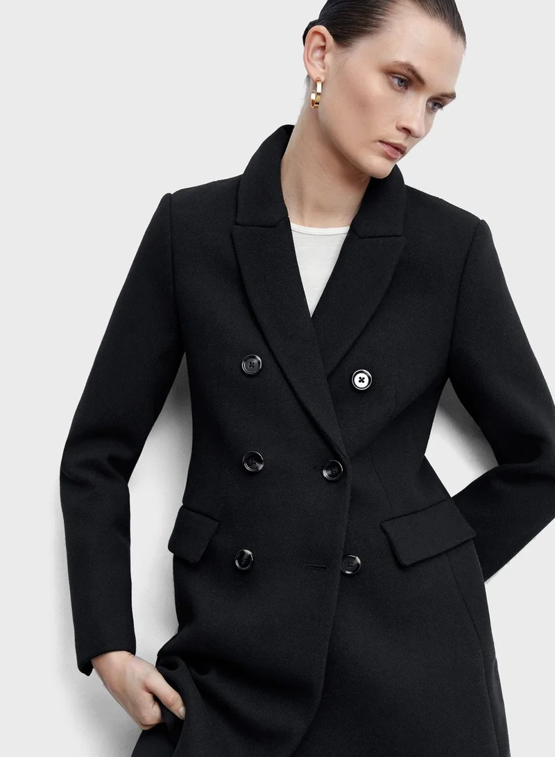 MANGO Double Breasted Longline Coat