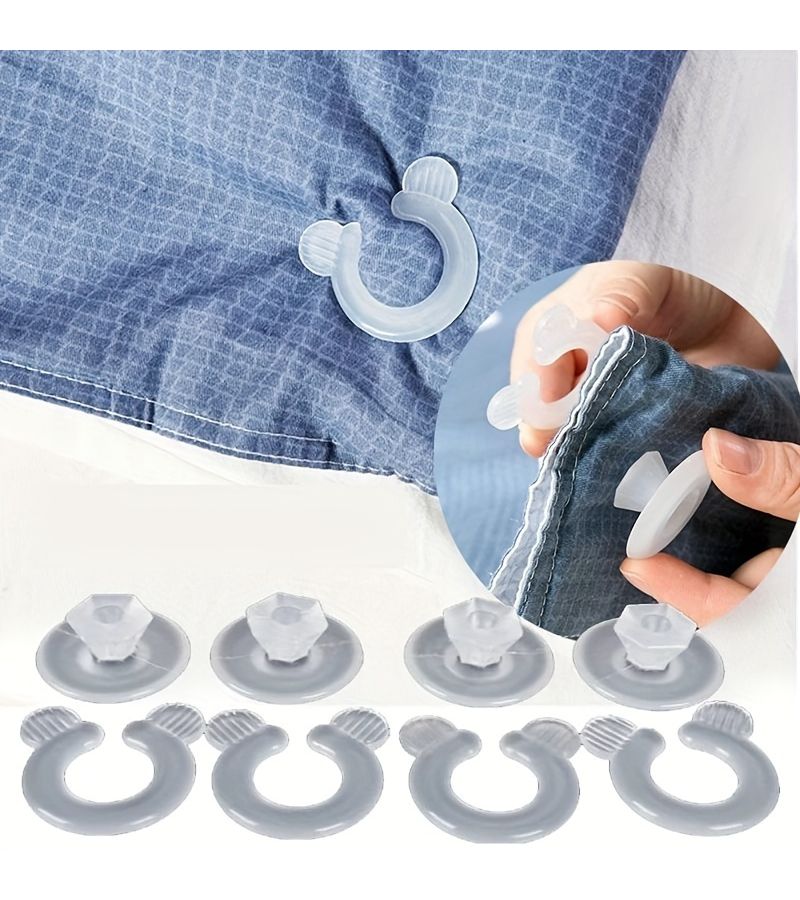 12 Pairs White Invisible Bed Sheet And Quilt Fasteners Suitable For Full Size Bed Holders Corner Grips PP Plastic Clips For Rooms Care - Image 1